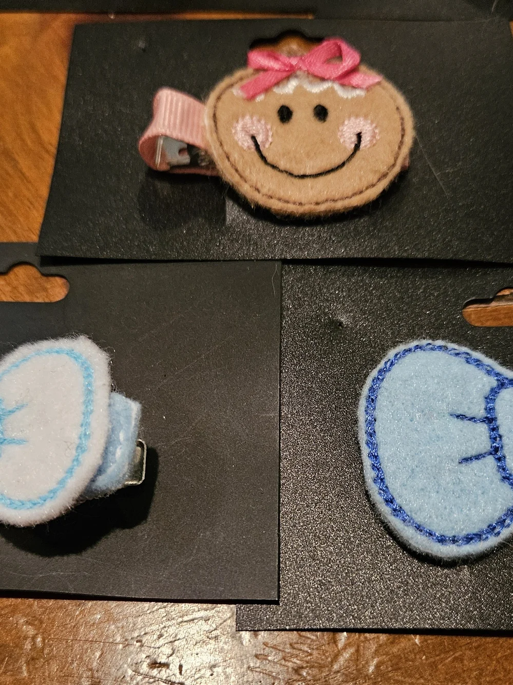 Kids Felt Hair Clips Set - Light Blue, Pink, White, Brown